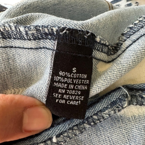 Carbon Womens Tie Dye Denim/Jeans Jacket Light Wash‎ with Distress Size S New! - Picture 6 of 11